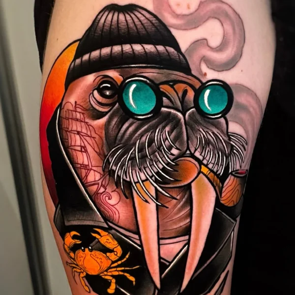 Tatuaje neotradicional a color por Luan en Dida Tattoo Elche